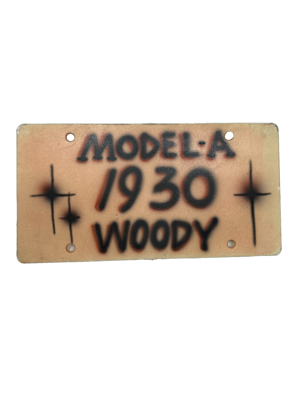 1930 Model A Woody Custom Airbrush License Plate Vanity Tag Plastic Hot Rod Art